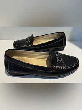 GEOX Flats Patent Women’s Black Leather Driving Loafers Size US 7.5/8 EUR 38.5